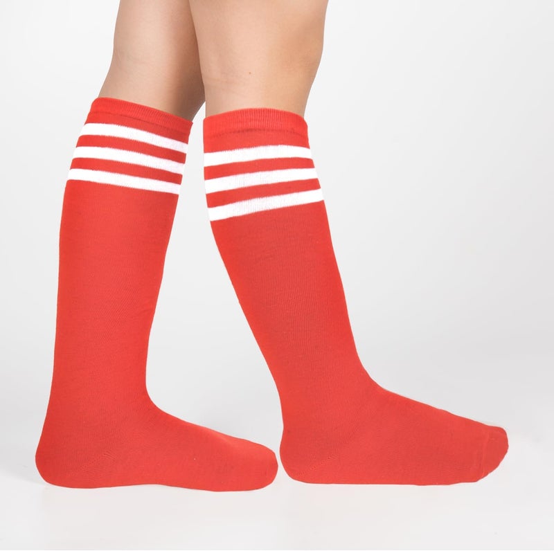 Benefeet Sox Kids Soccer Socks Toddler Knee High Tube Long Socks Soft for Girls Three Stripes Youth Cotton Soccer Socks - Image 2